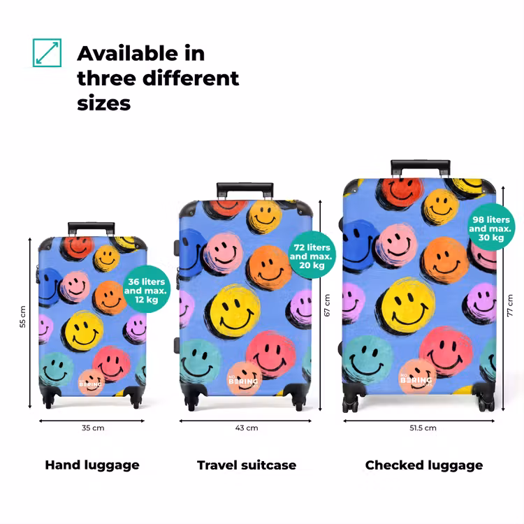 Suitcase - Colorful smiley faces on a blue background — 3
