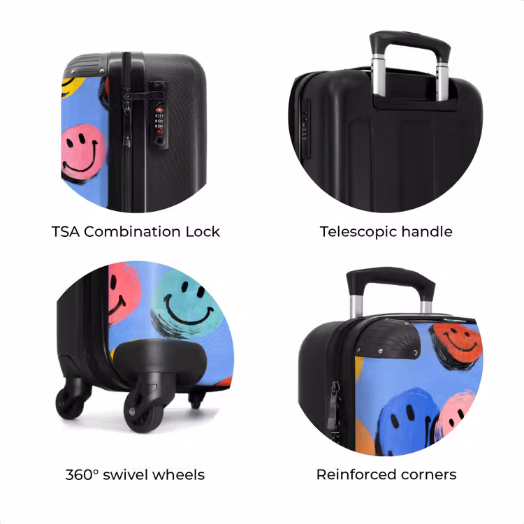 Suitcase - Colorful smiley faces on a blue background — 8