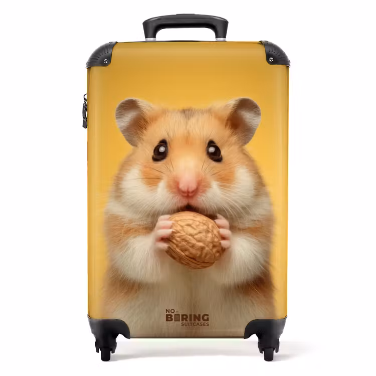 Suitcase - Hamster with a nut on a yellow background — 1