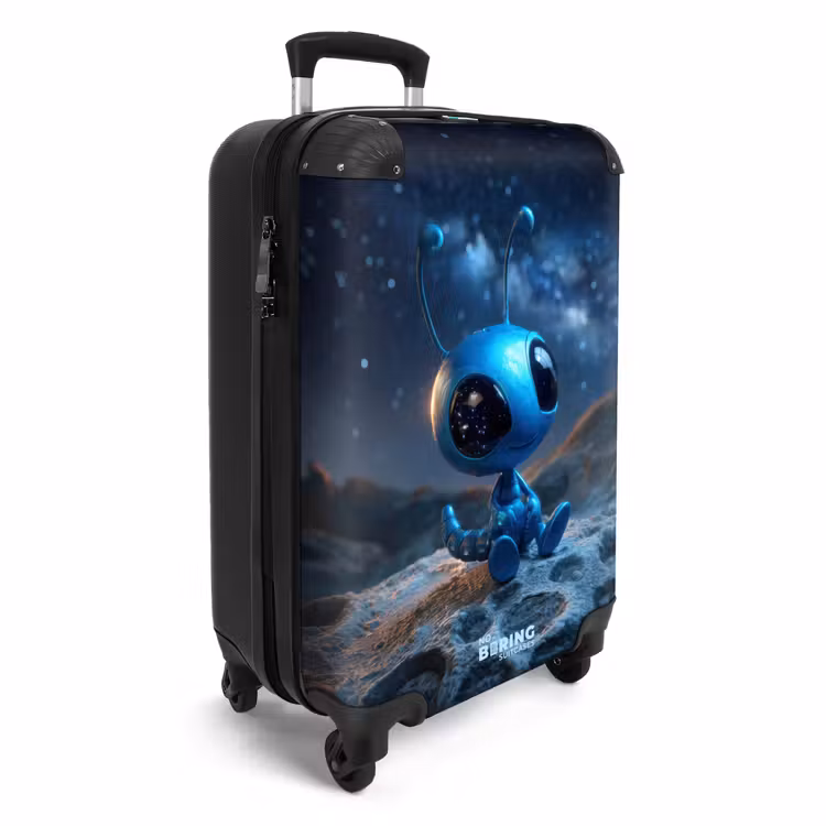 Suitcase - Little blue alien looking at the galaxy — 2