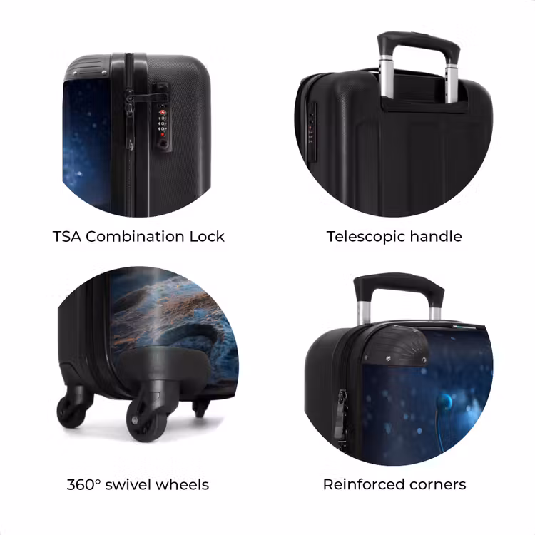 Suitcase - Little blue alien looking at the galaxy — 8