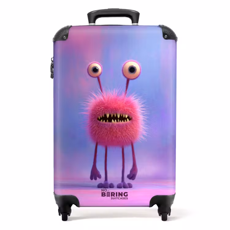Suitcase - Pink monster on a pastel background — 1