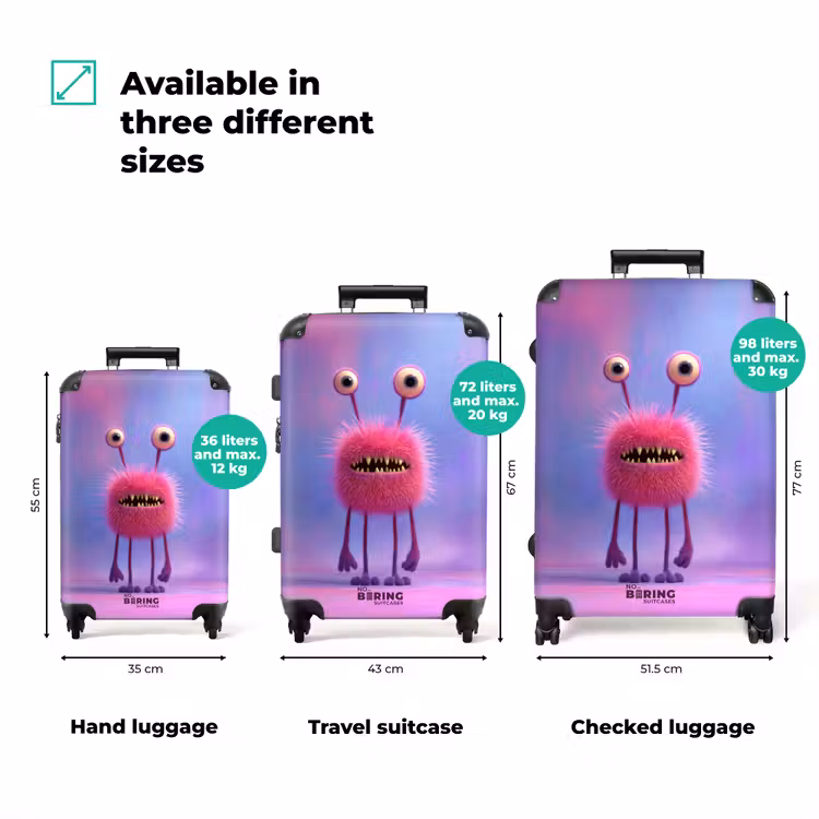 Suitcase - Pink monster on a pastel background — 3