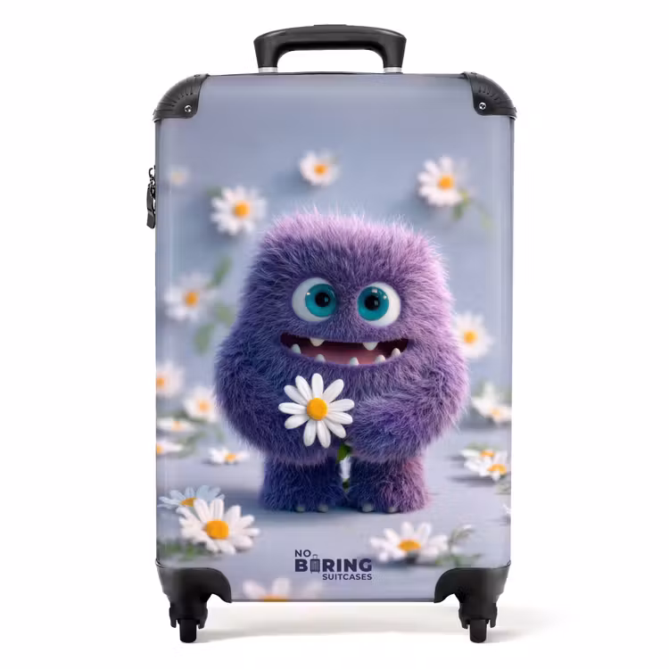 Suitcase - purple monster with daisies — 1