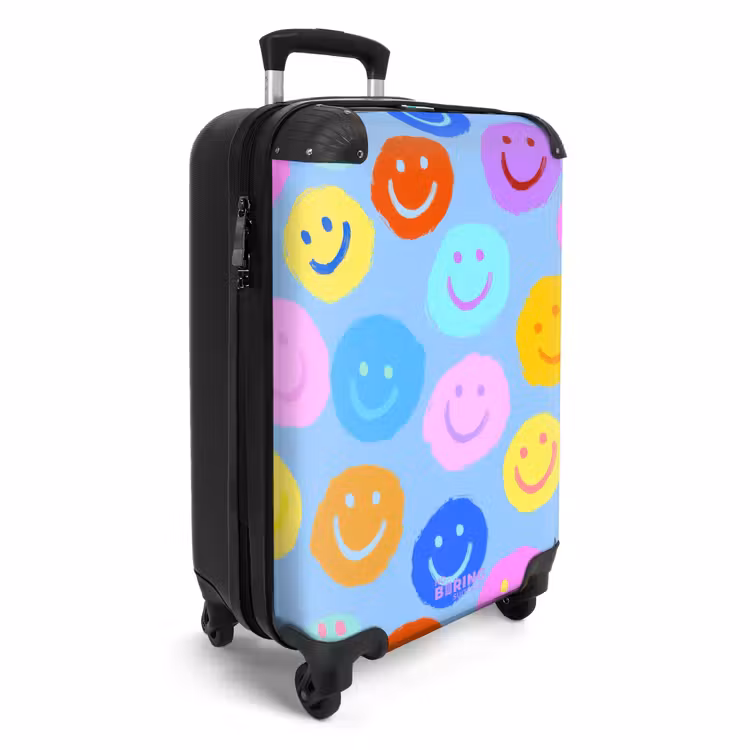 Suitcase - Rainbow smiley faces on a blue background — 2