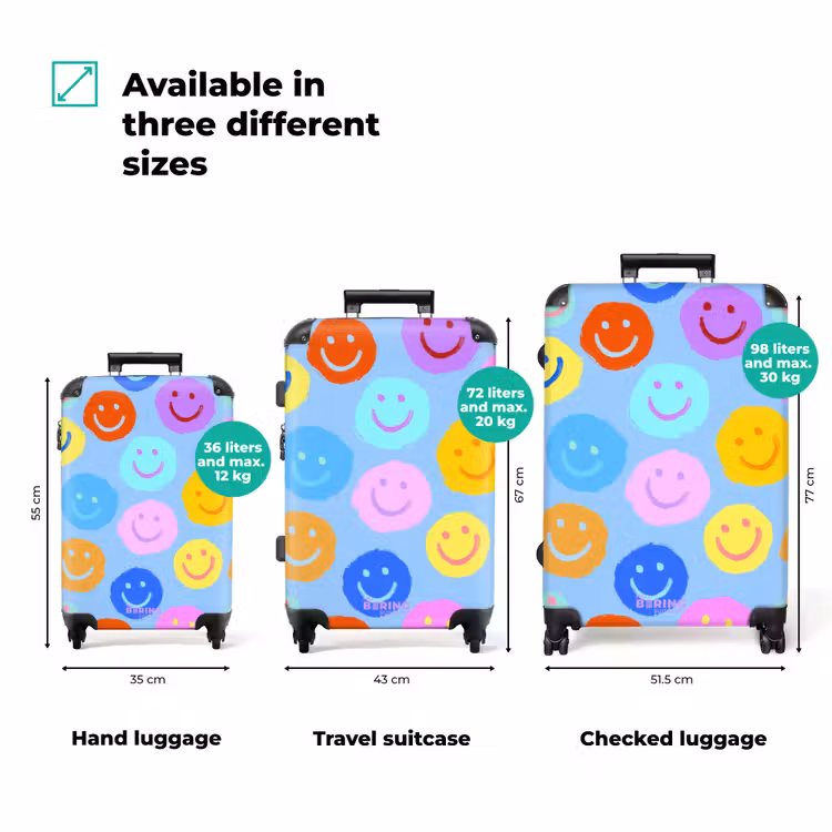 Suitcase - Rainbow smiley faces on a blue background — 3
