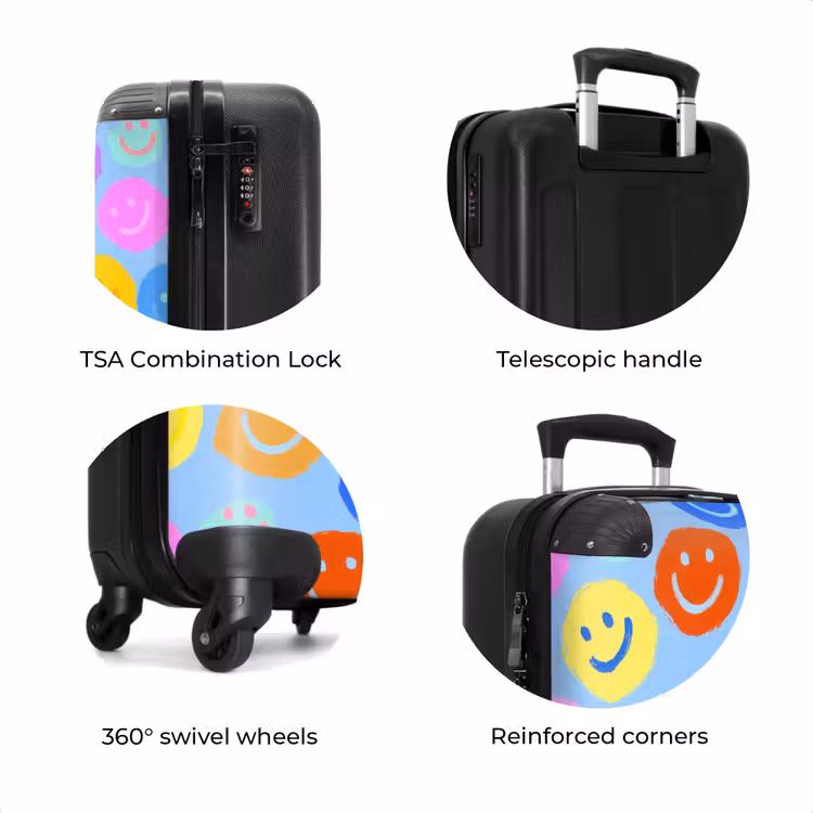Suitcase - Rainbow smiley faces on a blue background — 8