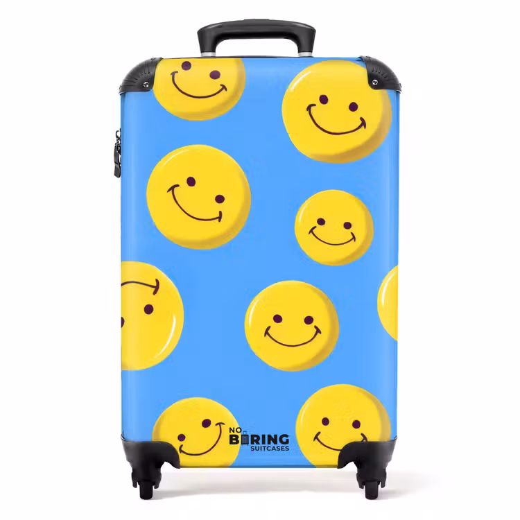 Suitcase - Smiley faces on a blue background — 1