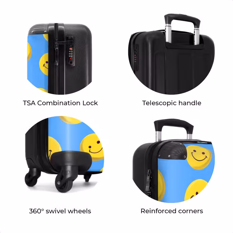 Suitcase - Smiley faces on a blue background — 8