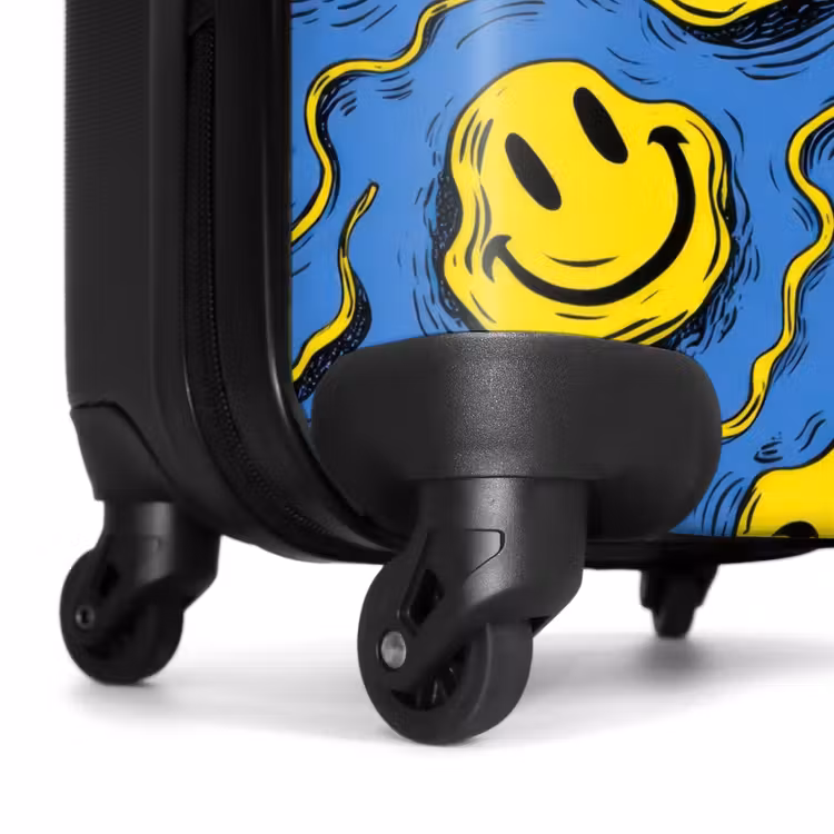 Suitcase - Yellow squiggly smiley faces on a blue background — 7