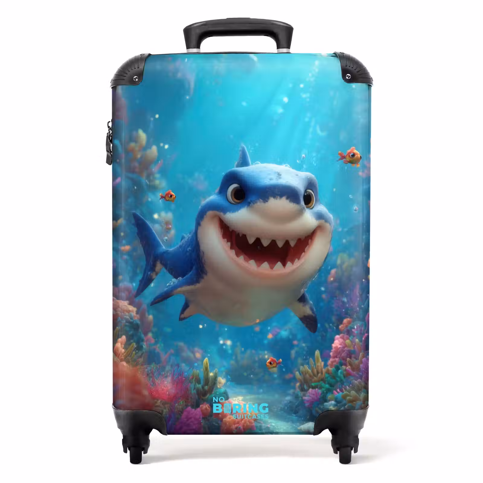 Suitcase - Happy shark in colorful coral reef — 1