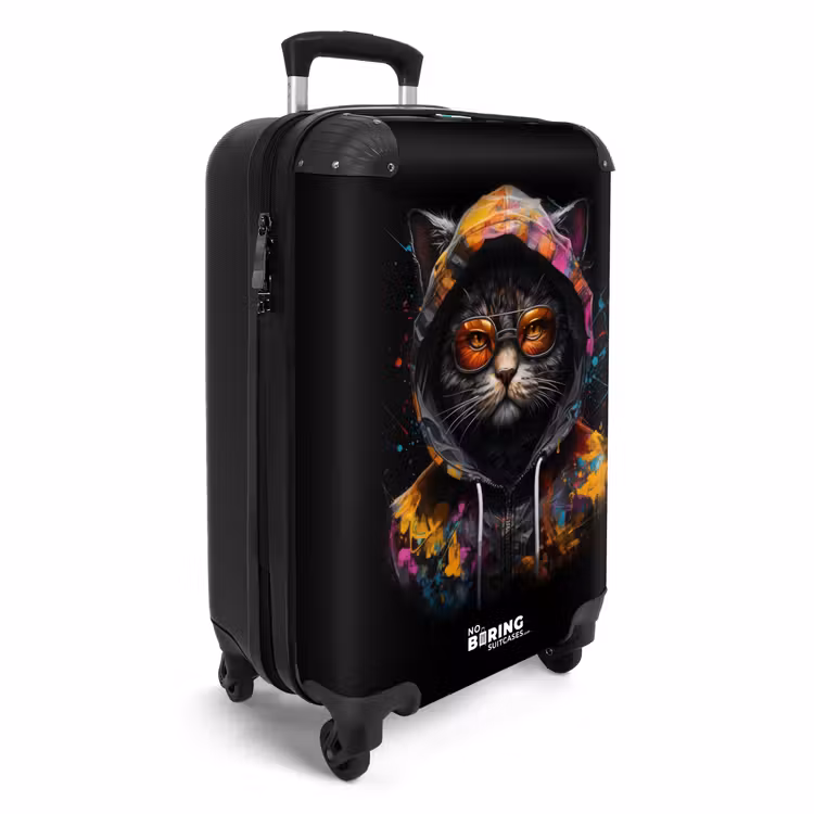 Suitcase - Cat with colorful vest and orange glasses — 2