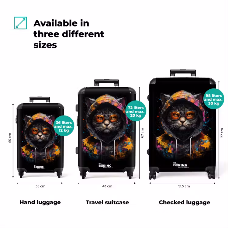 Suitcase - Cat with colorful vest and orange glasses — 3
