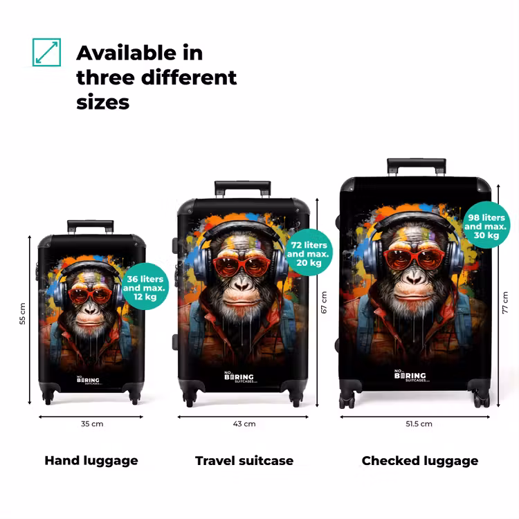 Suitcase - Chimpanzee with headphones and graffiti spray — 3