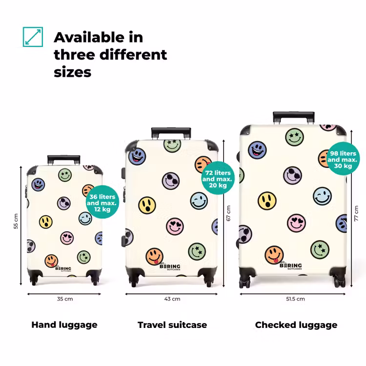 Suitcase - Different smiley faces on a beige background — 3