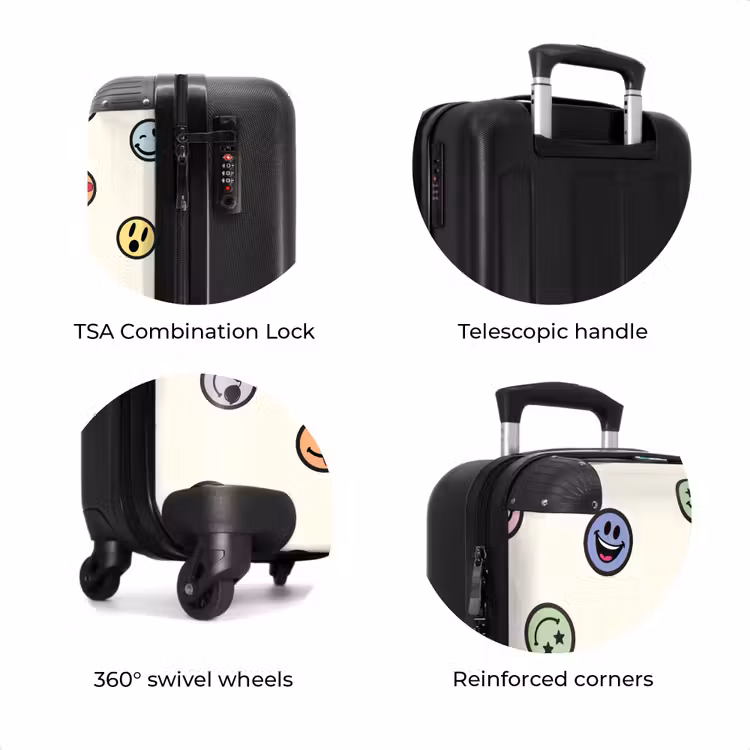 Suitcase - Different smiley faces on a beige background — 8