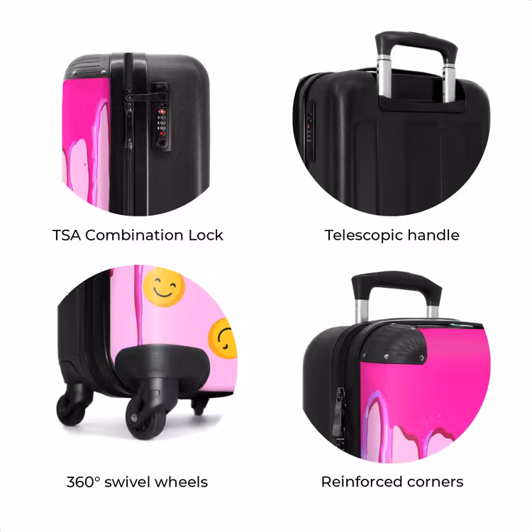 Suitcase - Dripping pink paint over smiley faces — 8