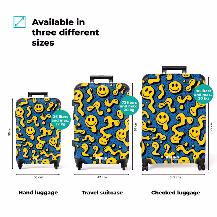 Suitcase - Flowing smiley faces on a blue background — 3