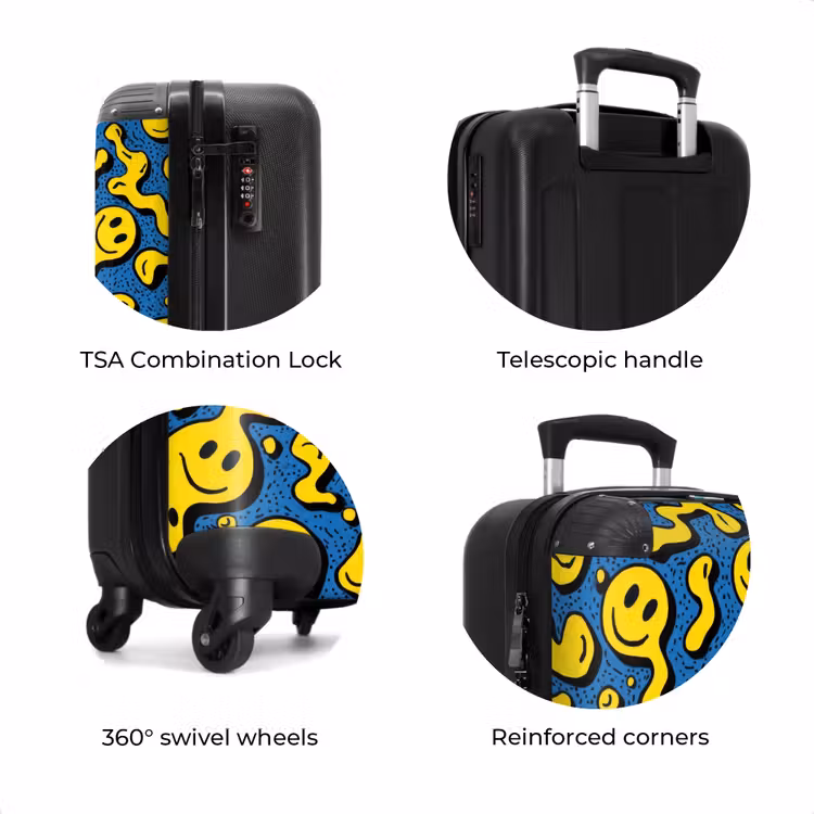 Suitcase - Flowing smiley faces on a blue background — 8