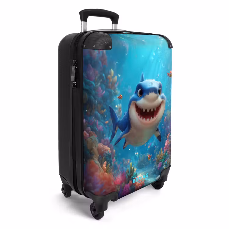 Suitcase - Happy shark in colorful coral reef — 2