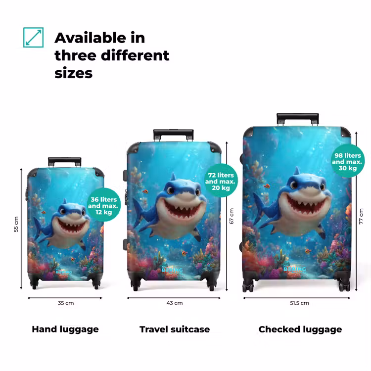 Suitcase - Happy shark in colorful coral reef — 3
