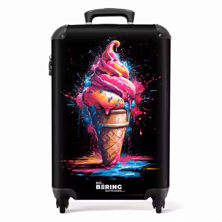 Suitcase - Ice cream cone with blue and pink paint — 1