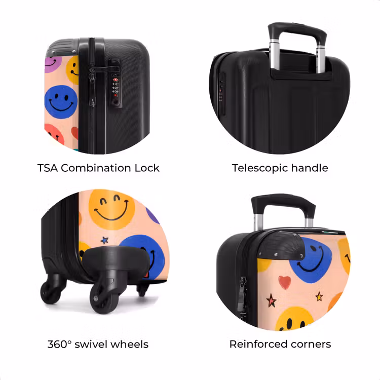 Suitcase - Pattern of colorful smiley faces — 8