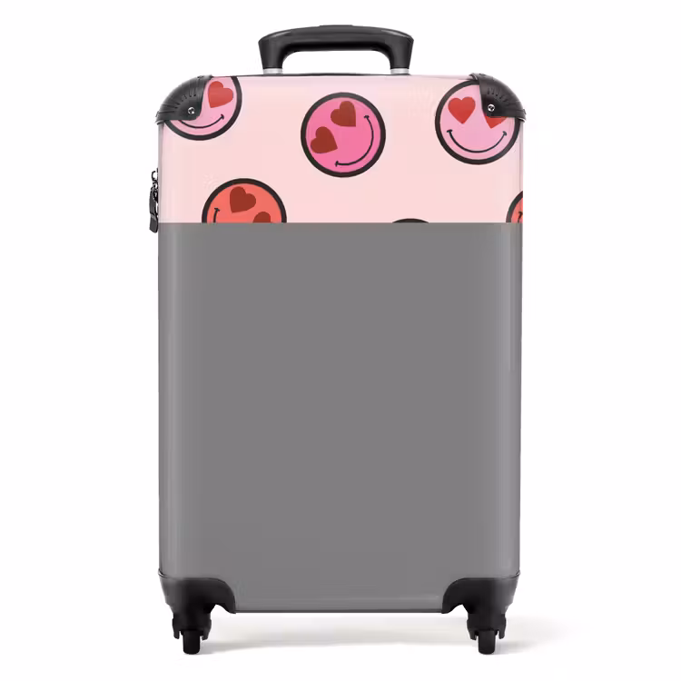 Suitcase - Pink smiley faces on a pink background — 1