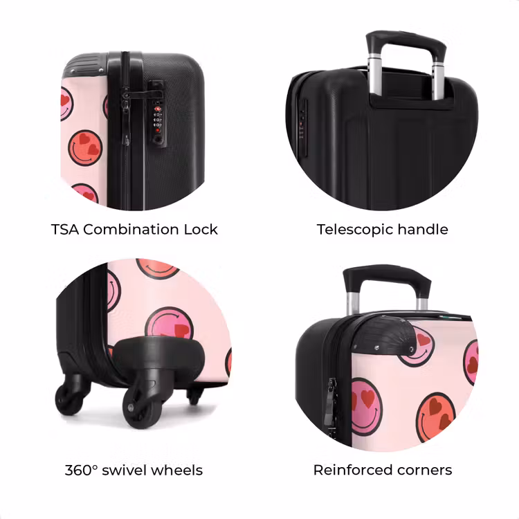Suitcase - Pink smiley faces on a pink background — 8
