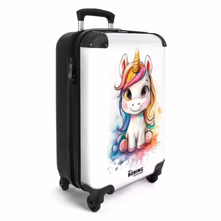Suitcase - White Eemhorn with Colorful Mane and Paint Splashes — 2