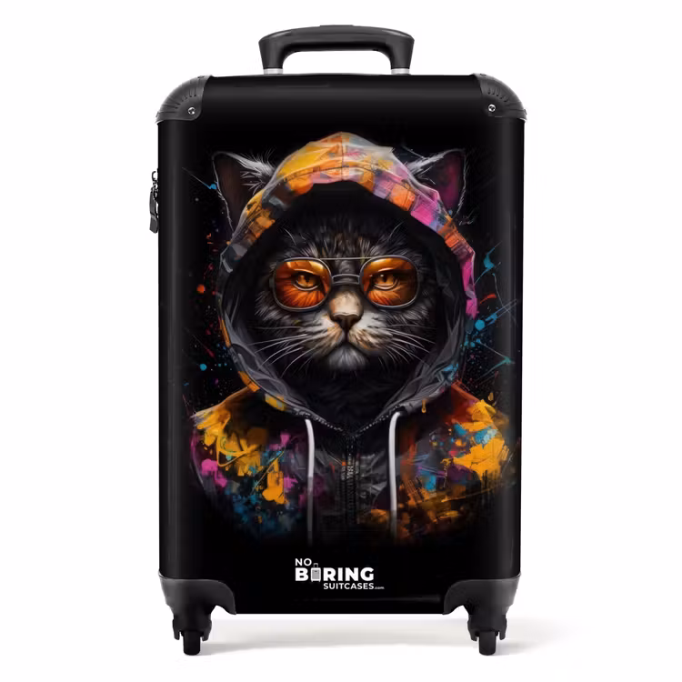 Suitcase - Cat with Colorful Vest and Orange Glasses — 1