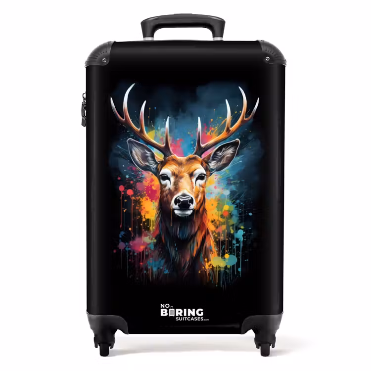 Suitcase - Deer with Antlers Between Graffiti Spray — 1