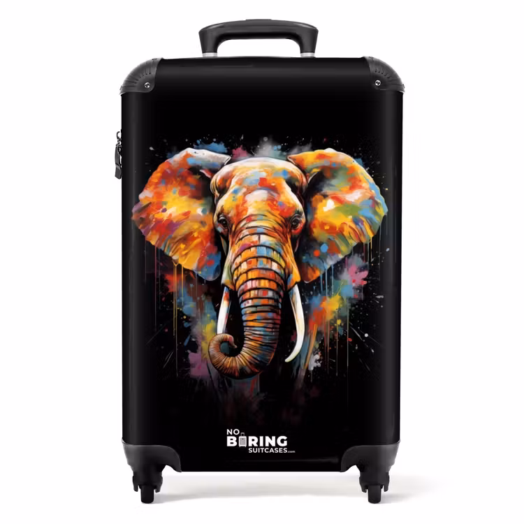 Suitcase - Elephant Decorated with Colorful Splashes — 1