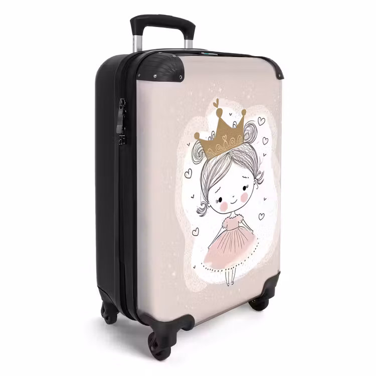 Suitcase - Princess on colored background with hearts — 2