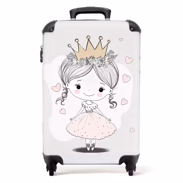 Suitcase - Princess with crown and pink hearts — 1