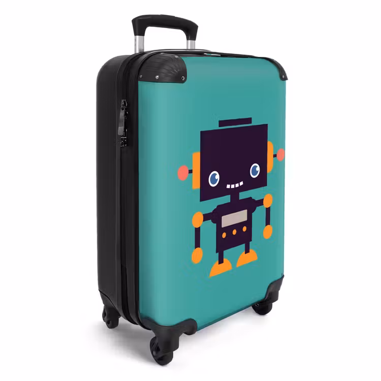 Suitcase - Pixel robot green — 2