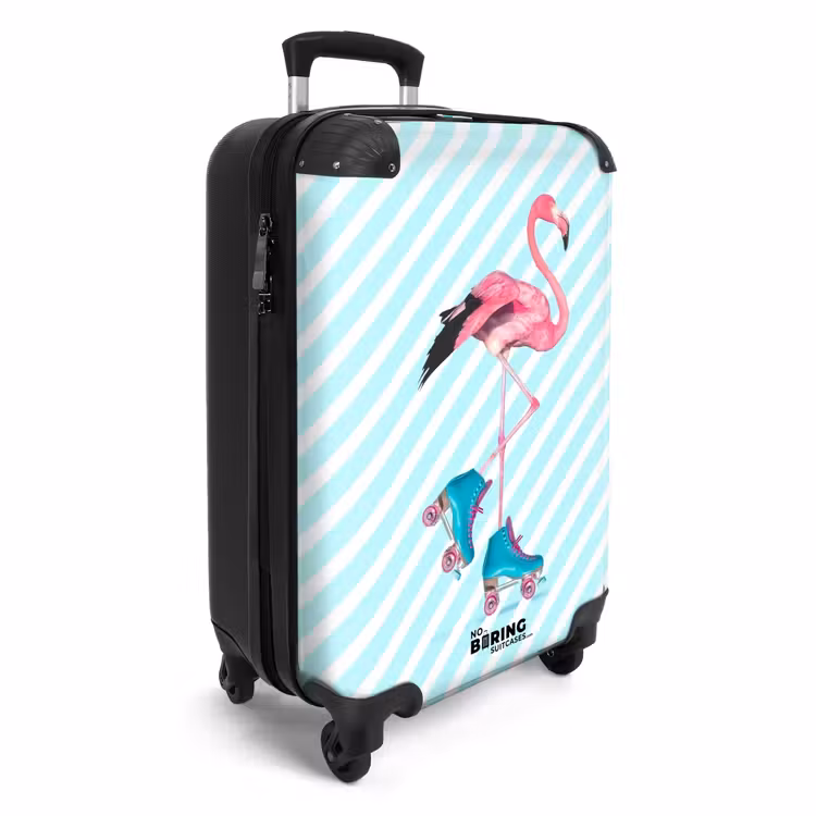Suitcase - Striped flamingo on roller skates — 2