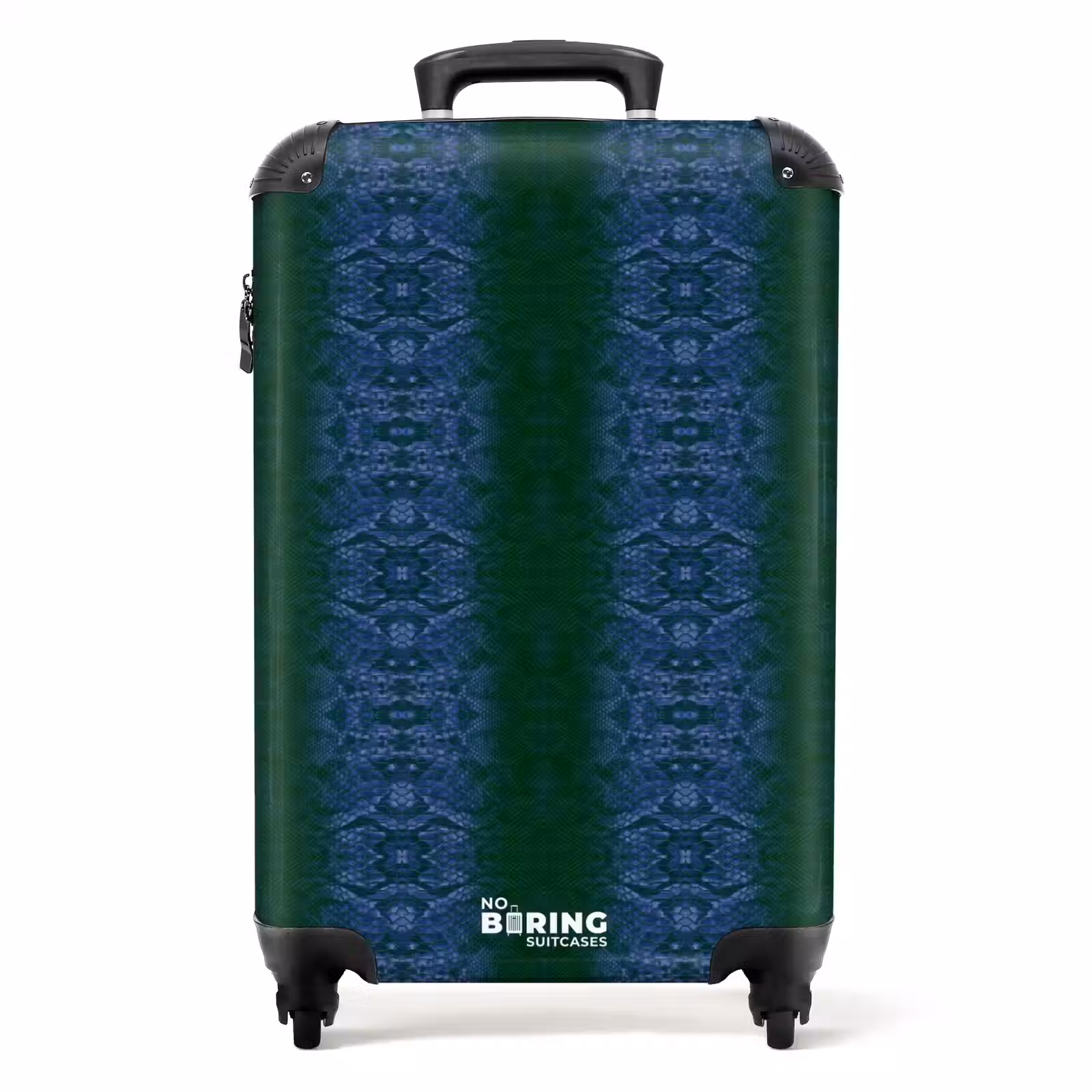 Suitcase - Dark blue snakeskin with symmetrical scale structure — 1