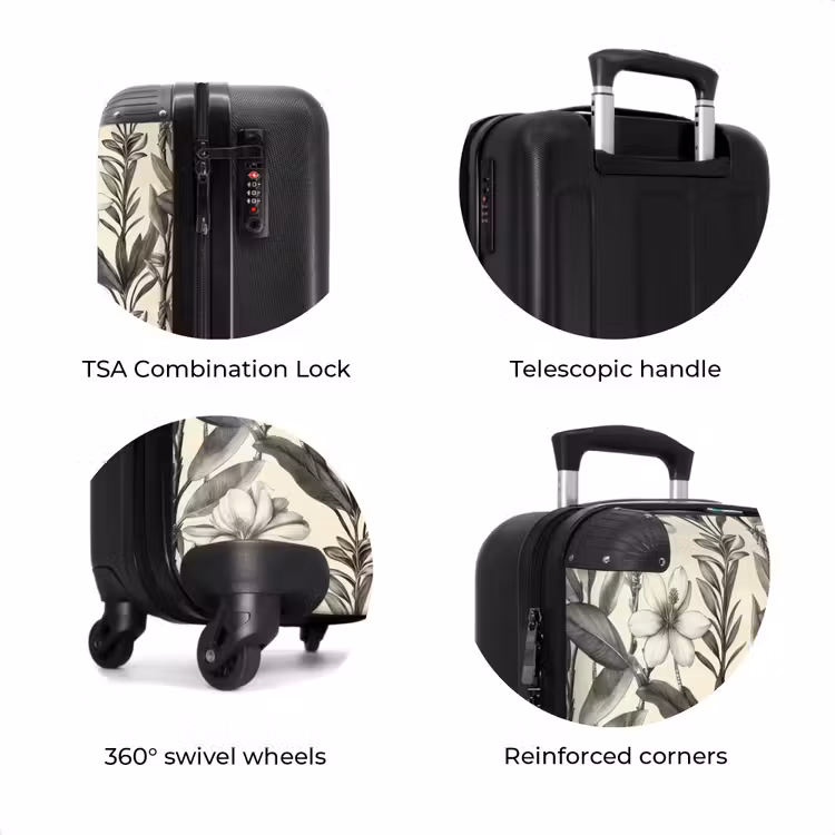 Suitcase - Classic - Botanical - Black - Beige — 8