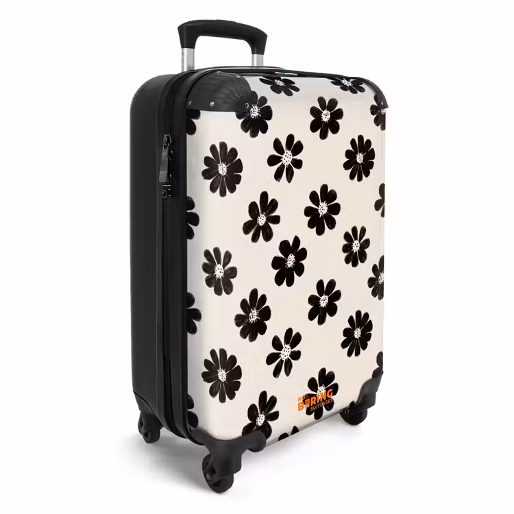Suitcase - Daisies - Graphic - Black - Beige — 2
