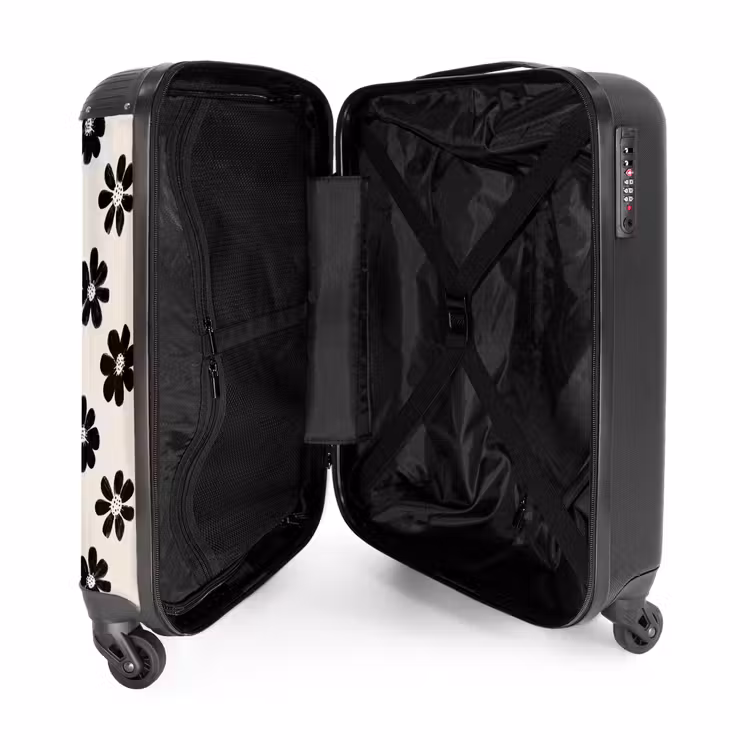 Suitcase - Daisies - Graphic - Black - Beige — 5