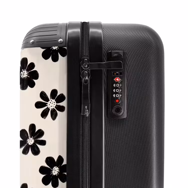 Suitcase - Daisies - Graphic - Black - Beige — 6