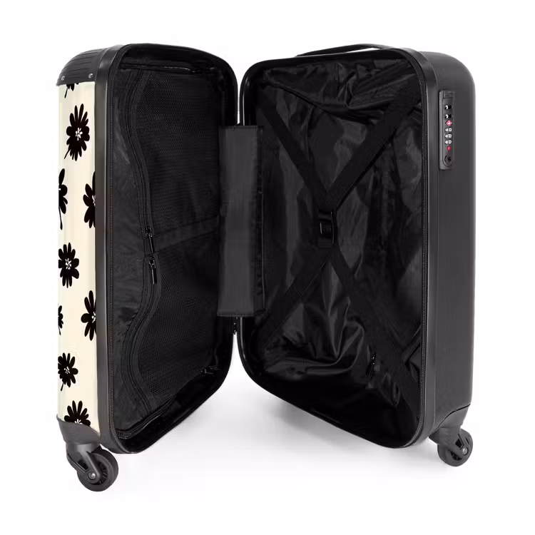 Suitcase - Daisies - Graphic - Black - Beige — 5