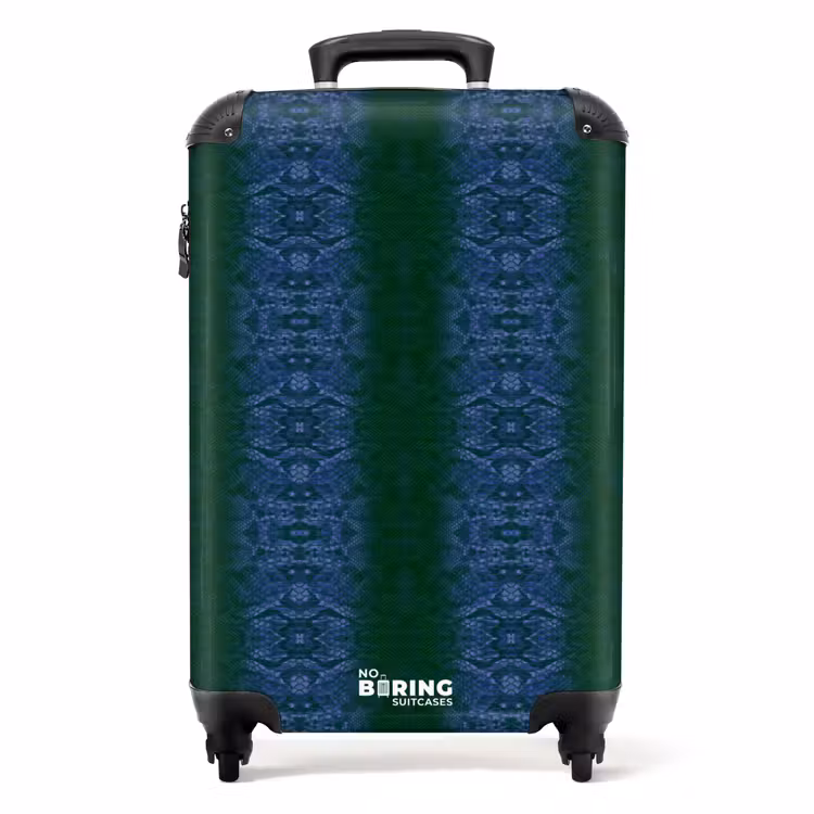 Suitcase - Dark blue snakeskin with symmetrical scale structure — 1