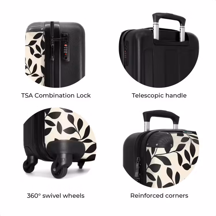 Suitcase - Elegant - Pattern - Black - Beige — 8