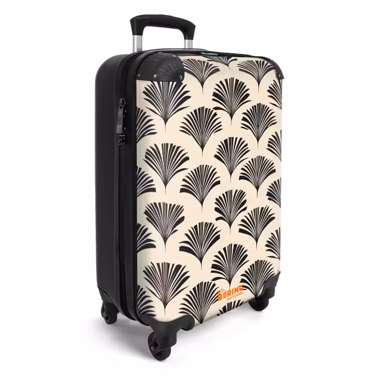 Suitcase - Fans - Botanical - Black - Beige — 2