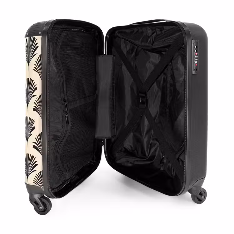 Suitcase - Fans - Botanical - Black - Beige — 5