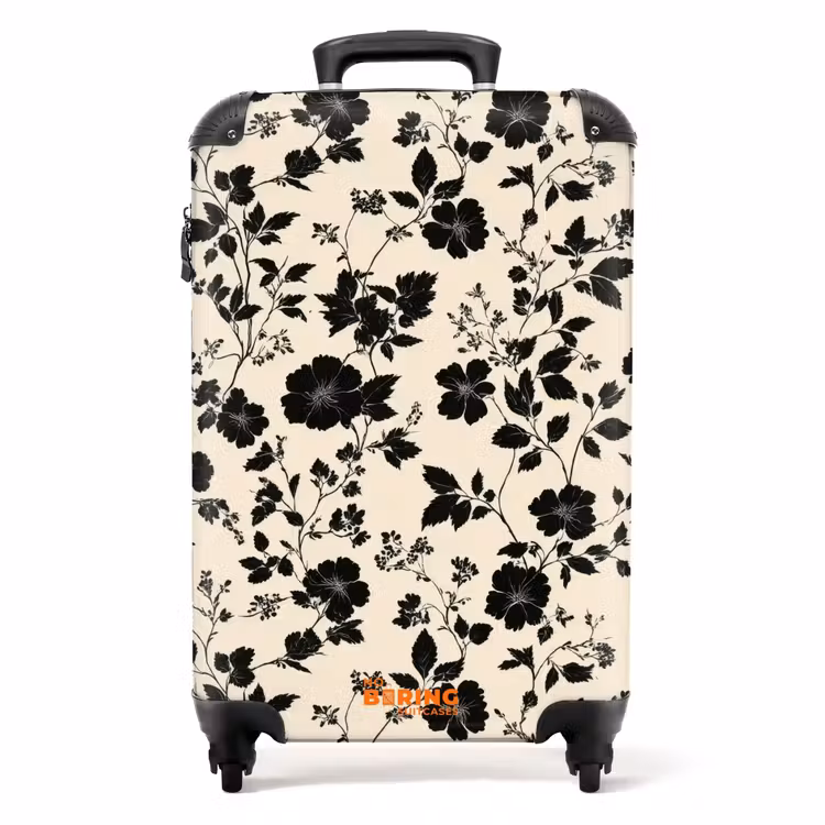 Suitcase - Flowers - Pattern - Black — 1
