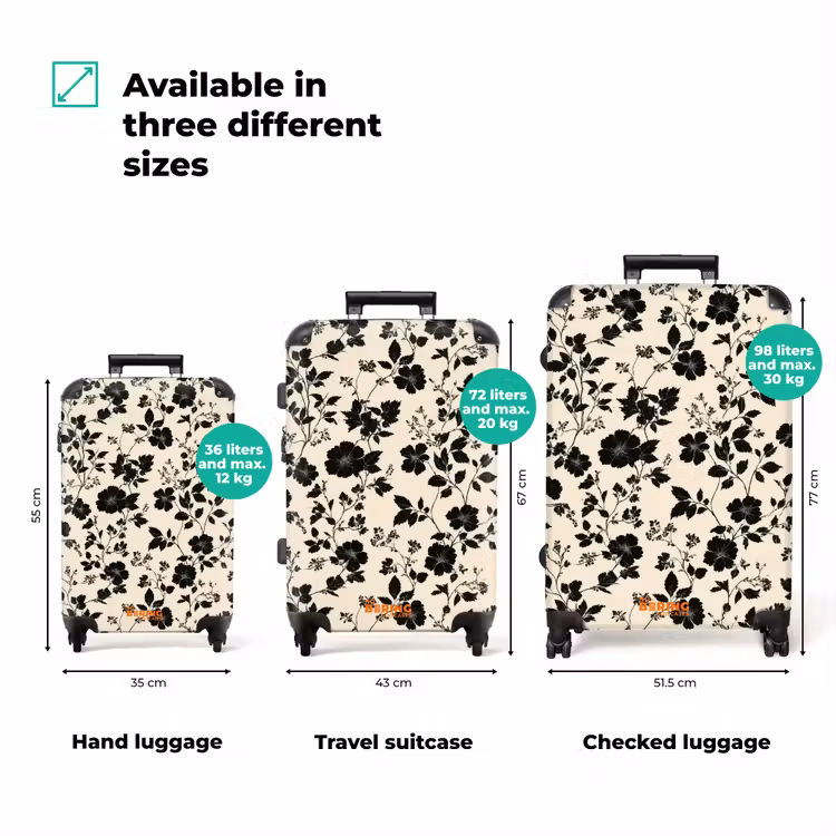 Suitcase - Flowers - Pattern - Black — 3