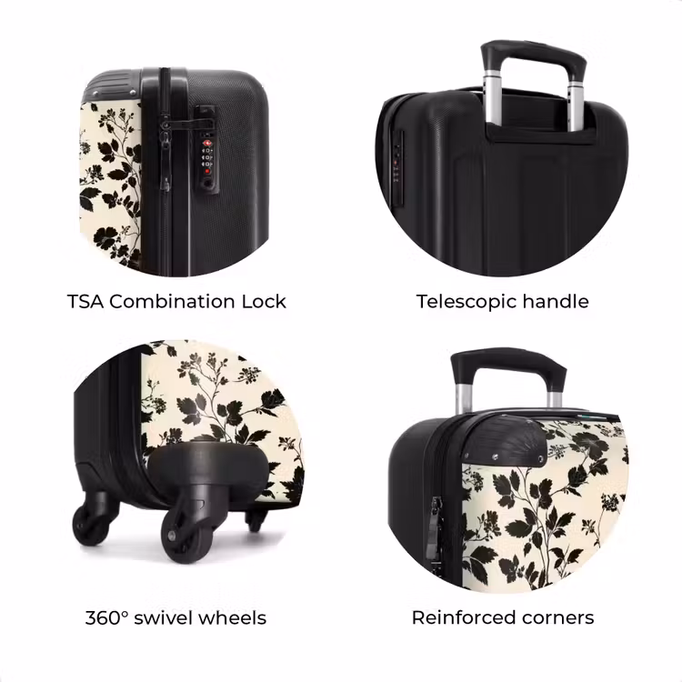 Suitcase - Flowers - Pattern - Black — 8